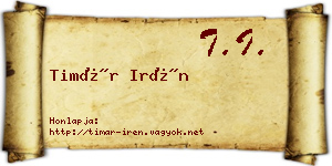 Timár Irén névjegykártya